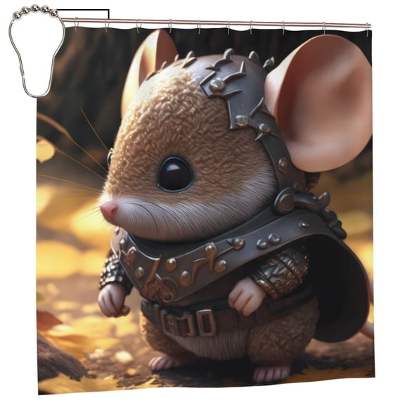 Rateoe Cute Big-Eared Mouse Shower Curtain - Fancy Bathroom Shower Curtain Sets - Waterproof Shower Curtain with Hooks with 12 Plastic Hooks 72x72 Inches