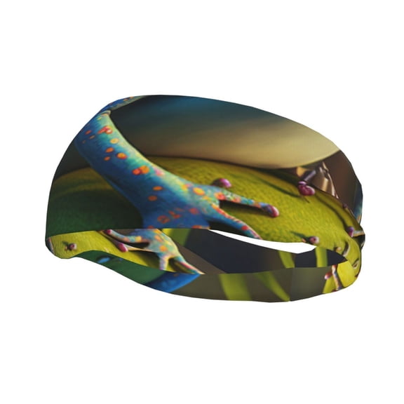 Rateoe Cute Blue Frog Pattern Sports Headbands ,Moisture Wicking Workout Headband, Sweatband Headbands for Running,Cycling,Yoga,Hairband for Women and Men