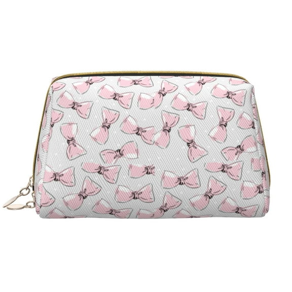 Rateoe Cute Bow Tie for Travel Makeup Bag,Large Capacity Cosmetic Bags for Women,Waterproof Portable Pouch Open Flat Toiletry Bag Make up Organizer