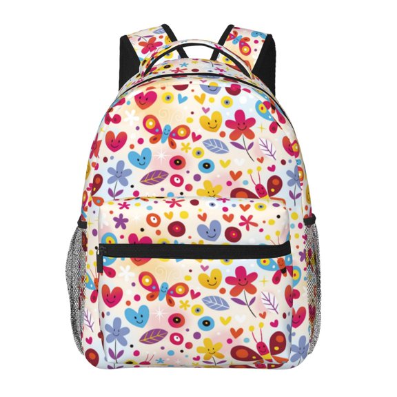 Rateoe Cute Butterfly Flowers Pattern Casual Backpack for School, Work, Travel Adjustable Straps, Multiple Compartments Ergonomic Design, Fits Laptops and Tablets