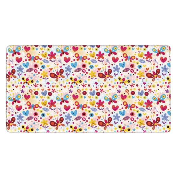 Rateoe Cute Butterfly Flowers Print Mouse Pad - Extended Large Gaming Mousepad,Non-Slip Stitched Edge,16x29.5 Inch