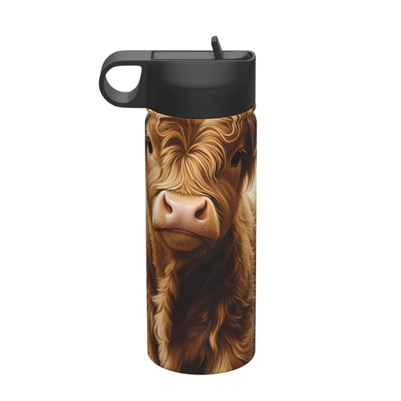 Rateoe Cute Calf Butterflies A Printed 18oz Sports Insulated Water Bottle, Double-Walled Stainless Steel Kettle with Leak-Proof Straw Lid, Portable & BPA-Free for Outdoor, Gym, Camping, and Travel
