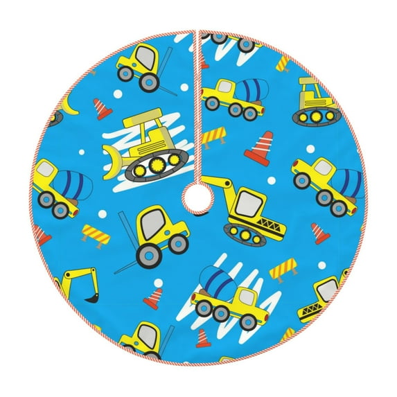Rateoe Cute Car Cartoon Pattern Christmas Tree Skirt with Ties , Christmas Tree Decorations, Farmhouse Christmas Decor Xmas Holiday Decorations-48"