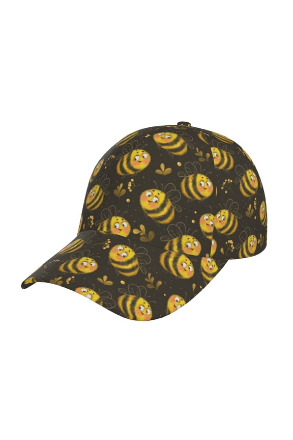 Cute Cartoon Bees Pattern Mens Baseball Cap Adjustable Curved Brim Hat, Soft Cotton Sports Cap for Outdoor, Casual, and Everyday Wear, Comfortable & Breathable