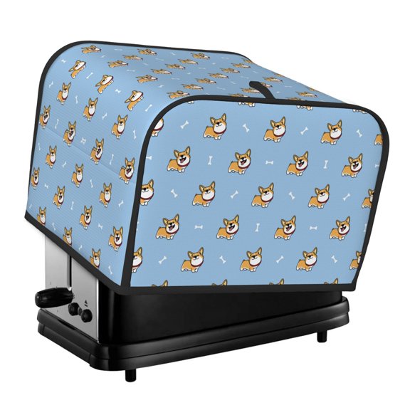 Rateoe Cute Cartoon Corgi Pattern Toaster Covers 4 Slice Wide Slot,Bread Machine Cover,Bread Dust Cover & Fingerprint Protection,Appliance Covers