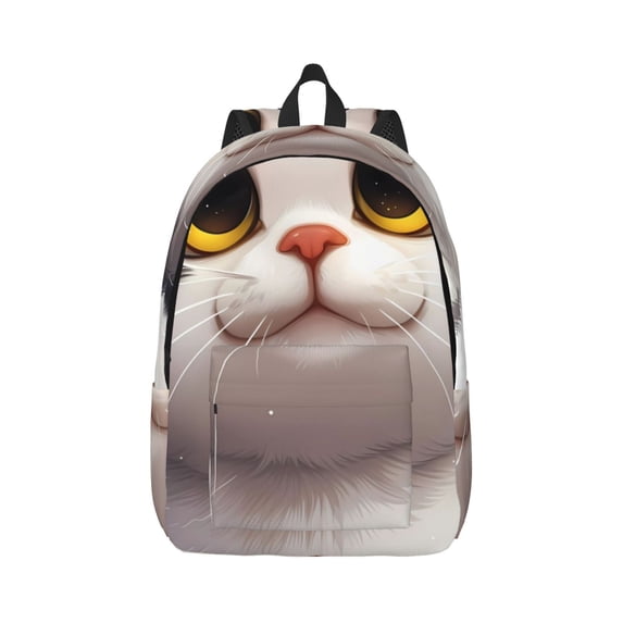 Rateoe Cute Cartoon Kitten Pattern Canvas College Laptop Backpack,Travel Daypack,Durable Rucksack Travel Notebook Bag School Backpack Book Bag for Men Women-Small