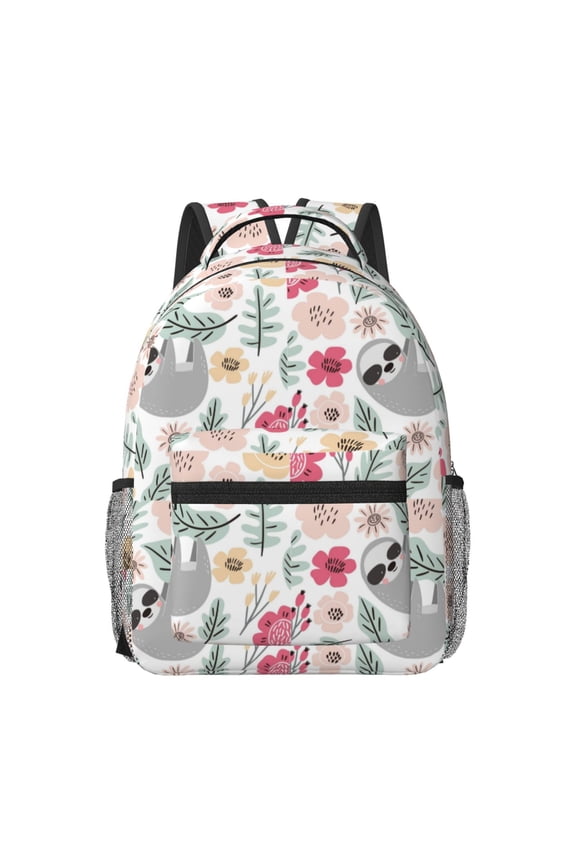 Cute Cartoon Sloth Pattern Durable Student Backpack Laptop Bag- Ergonomic Design, Waterproof Twill Fabric - Ideal for School, Travel, and Outdoor Activities