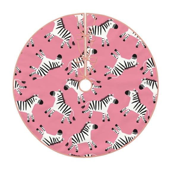 Rateoe Cute Cartoon Zebra Pattern Christmas Tree Skirt with Ties , Christmas Tree Decorations, Farmhouse Christmas Decor Xmas Holiday Decorations-30"