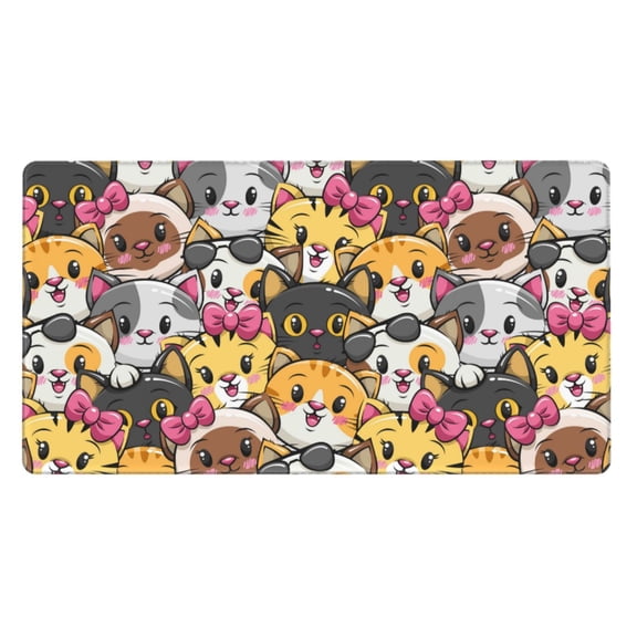 Rateoe Cute Cat Cartoon Print Mouse Pad - Extended Large Gaming Mousepad,Non-Slip Stitched Edge,16x29.5 Inch