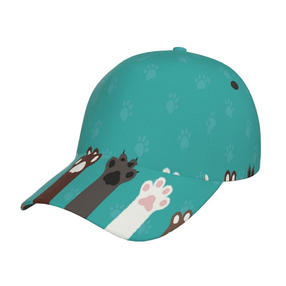 Rateoe Cute Cat Paw And Dog Pattern Baseball Cap Outdoor Cap Mountain Dad Hat - Unstructured Soft Cotton Cap-Adjustable UV Protection Cap
