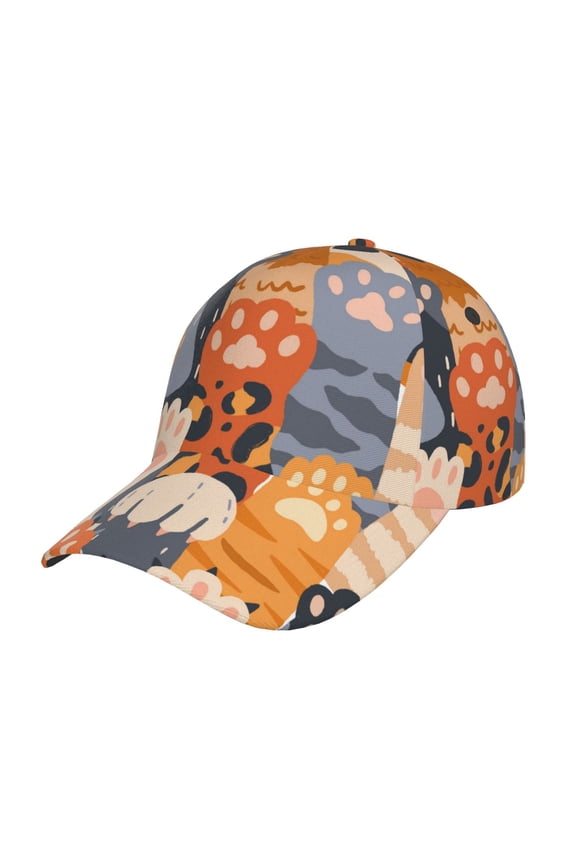 Cute Cat Paw Pattern Baseball Cap Outdoor Cap Mountain Dad Hat - Unstructured Soft Cotton Cap-Adjustable UV Protection Cap