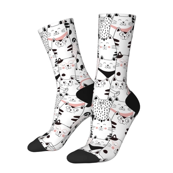 Rateoe Cute Cat for Women Casual Calf Socks - Cute Crew Socks - Thin Soft Above Ankle Socks Size 5-11