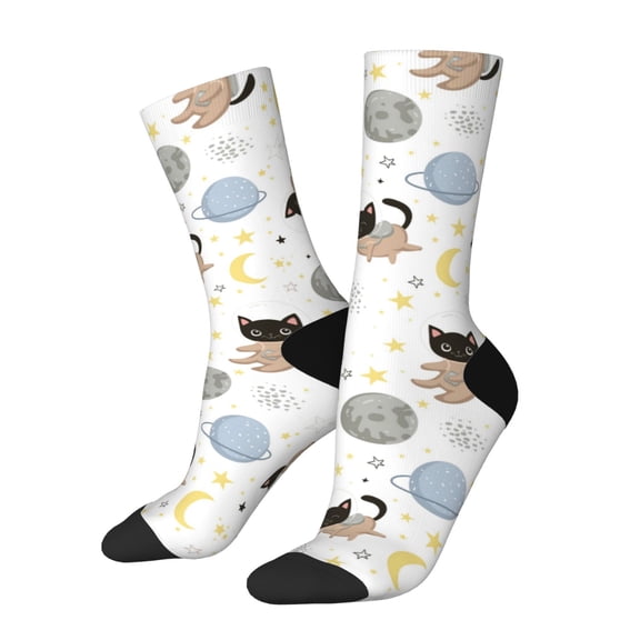 Rateoe Cute Cat for Women Casual Calf Socks - Cute Crew Socks - Thin Soft Above Ankle Socks Size 5-11