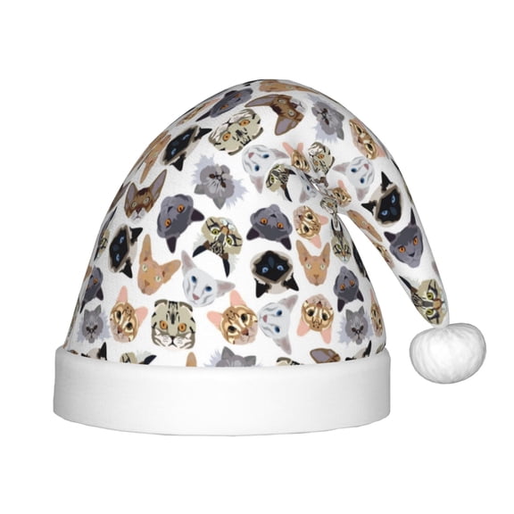 Rateoe Cute Cats Santa Hat Confortable Christmas Hat for Christmas Party Favors Fit for Kids