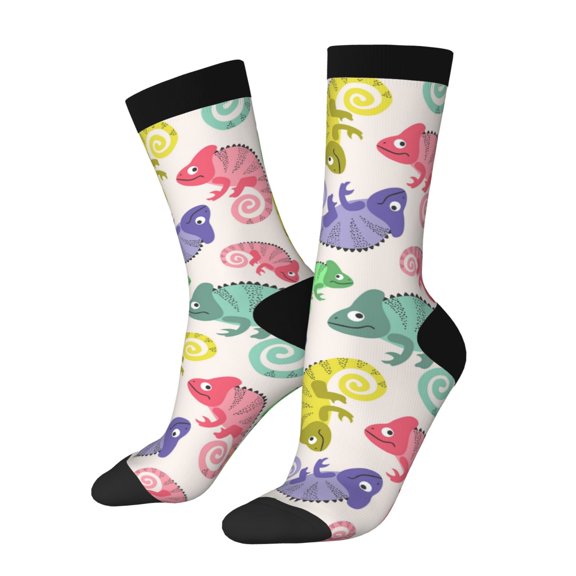 Rateoe Cute Chameleons for Women Casual Calf Socks - Cute Crew Socks - Thin Soft Above Ankle Socks Size 5-11