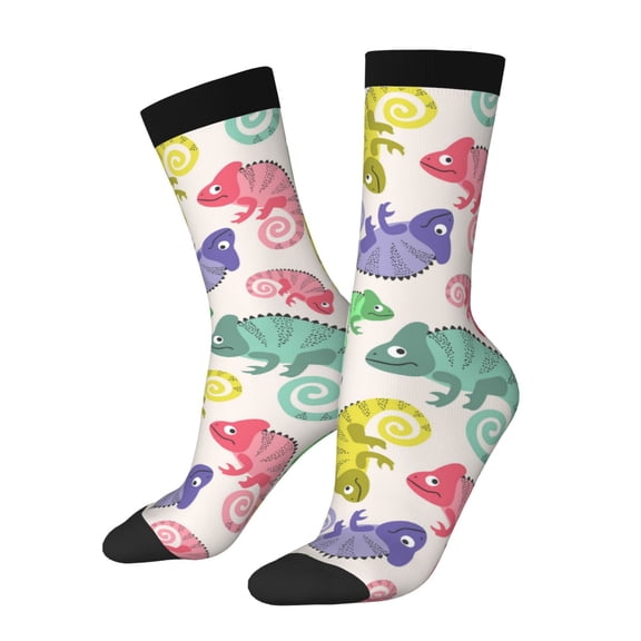 Rateoe Cute Chameleons for Women Casual Calf Socks - Cute Crew Socks - Thin Soft Above Ankle Socks Size 5-11