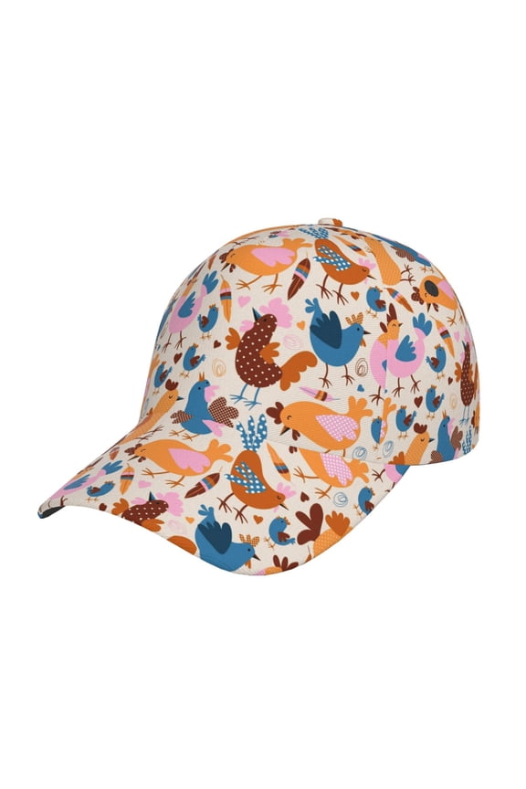 Cute Chickens Pattern Baseball Cap Outdoor Cap Mountain Dad Hat - Unstructured Soft Cotton Cap-Adjustable UV Protection Cap