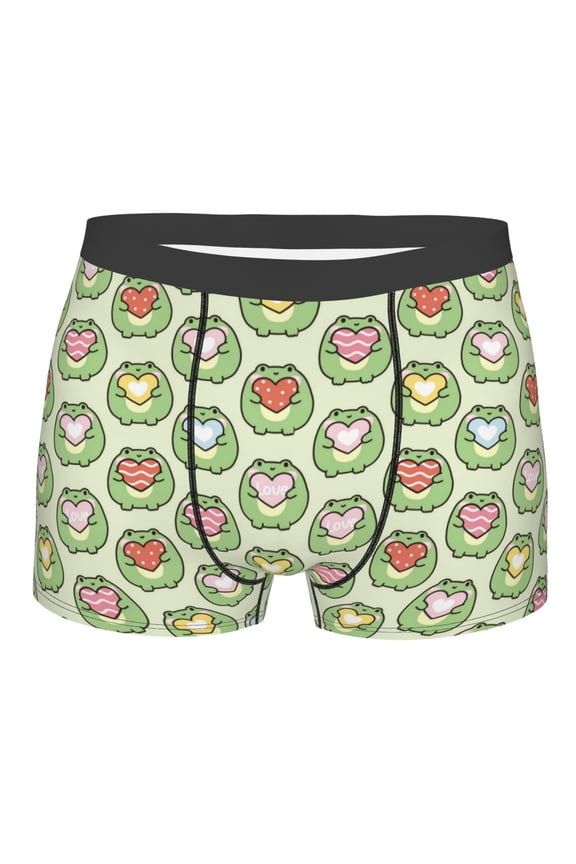 Cute Chubby Frog Mens Boxer Briefs Poly Spandex Performance Boxer Briefs Underwear Hem Boxer Briefs - Large