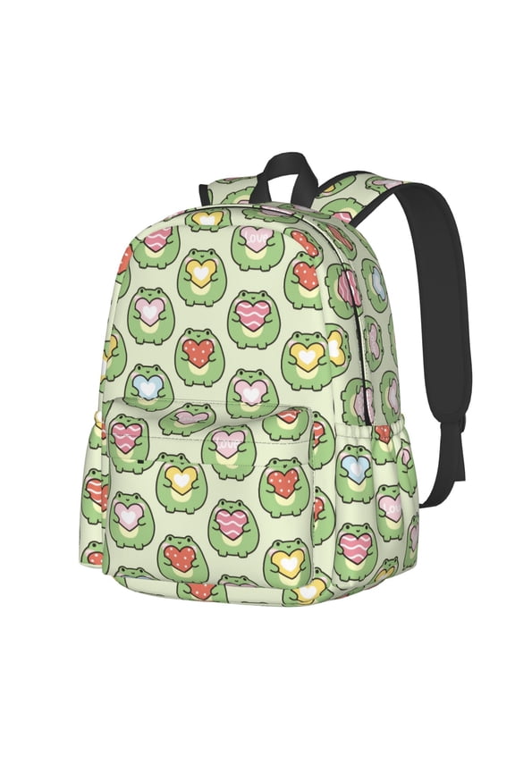 Cute Chubby Frog Pattern Student Backpack,Backpack for School,Lightweight Bag,Travel Backpack,Outdoor Backpack,Large Capacity Backpack