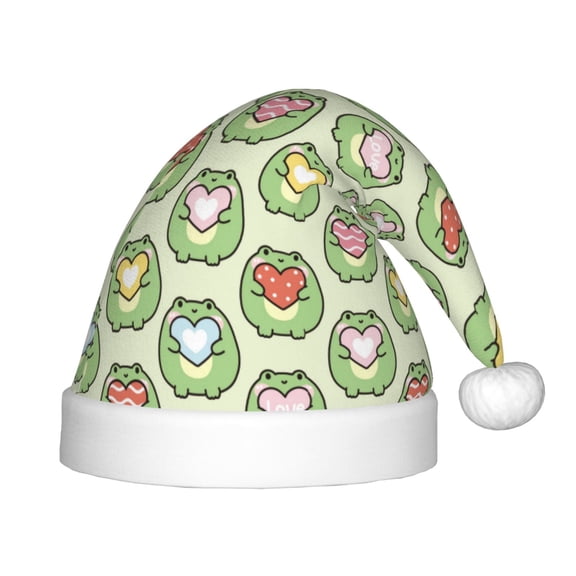 Rateoe Cute Chubby Frog Santa Hat Confortable Christmas Hat for Christmas Party Favors Fit for Kids