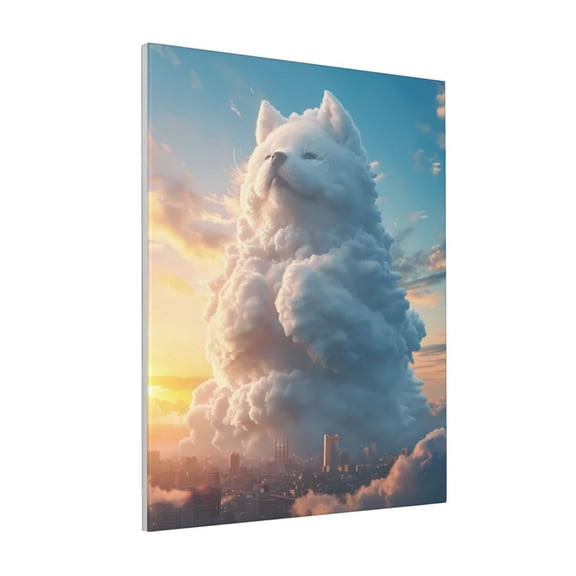 Rateoe Cute Cloud Cat Pattern Decorative Picture – Unique Modern Wall Art, Ready-to-Hang Canvas Print for Home (Vertical)