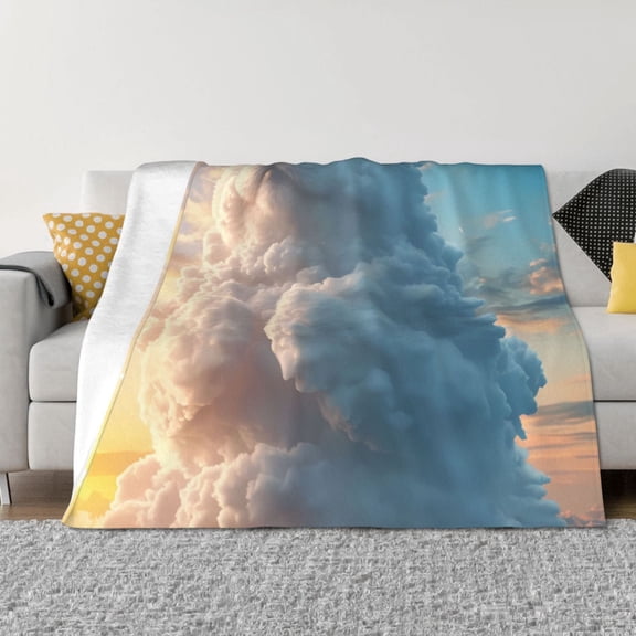 Rateoe Cute Cloud Cat Pattern Flannel Throw Blanket, Ultra-soft Blanket for Bed, Couch, Car, Hypoallergenic Anti-pilling blanket-
