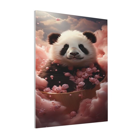 Rateoe Cute Cloud Panda Pattern Decorative Picture – Unique Modern Wall Art, Ready-to-Hang Canvas Print for Home (Vertical)