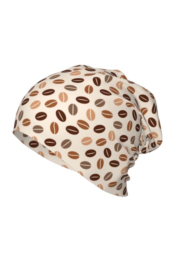 Cute Coffee Bean Print Kids Beanie Warm Knit Beanie Hats Boys Girls Winter Hat Soft Slouchy Hats for Kids