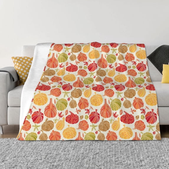 Rateoe Cute Colorful Pumpkins Pattern Flannel Throw Blanket, Ultra-soft Blanket for Bed, Couch, Car, Hypoallergenic Anti-pilling blanket-60"x50"(Horizontal)