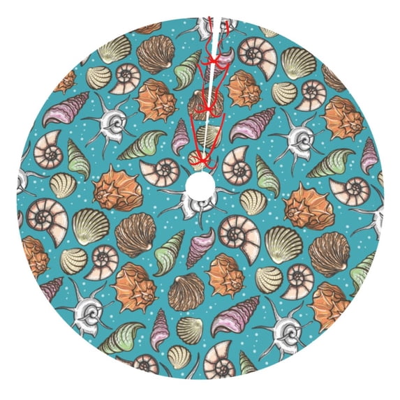 Rateoe Cute Conch Print Christmas Tree Skirt 48" for Xmas Holiday New Year Party Circle Tree Mat Ornaments Decoration