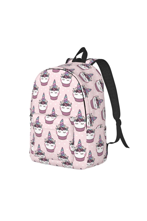 Cute Cupcake Pattern Durable Canvas Backpack for Men & Women – Stylish & Lightweight – Adjustable Straps, Multiple Pockets – Fits 15-17 Inch LaptopsSmall