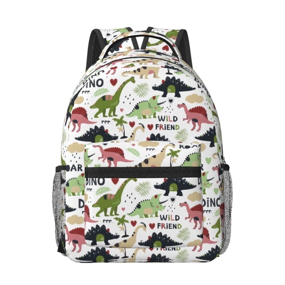 Rateoe Cute Dinosaurs Pattern Durable Student Backpack Laptop Bag- Ergonomic Design, Waterproof Twill Fabric - Ideal for School, Travel, and Outdoor Activities
