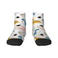thumbnail image 1 of Rateoe Cute Dinosaurs Pattern Quarter Crew Socks,Toe Seamed Ankle Socks,Cotton Cushioned Breathable Athletic Crew Sports Socks, 1 of 7