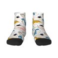 thumbnail image 1 of Rateoe Cute Dinosaurs Pattern Quarter Crew Socks,Toe Seamed Ankle Socks,Cotton Cushioned Breathable Athletic Crew Sports Socks, 1 of 7