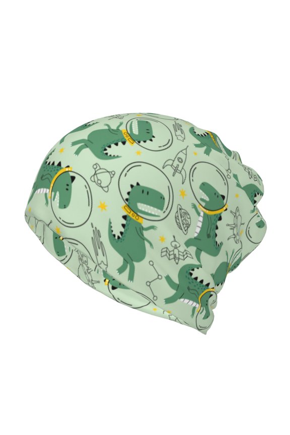 Cute Dinosaurs in Space Cotton Slouchy Beanie Hat for Men/Women,Lightweight Oversize Large Thin Skull Cap Night Sleeping Cap