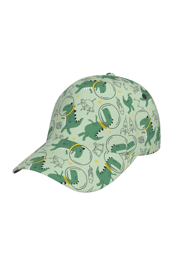 Cute Dinosaurs in Space Pattern Baseball Cap Outdoor Cap Mountain Dad Hat - Unstructured Soft Cotton Cap-Adjustable UV Protection Cap
