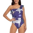 thumbnail image 1 of Rateoe Cute Dog Pattern Women One Piece Swimsuits Tummy Control One Shoulder Bathing Suits Ruffle Swimwear-X-Large, 1 of 6