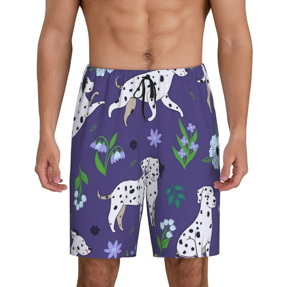 Rateoe Cute Dog Print Men's Lounge Shorts – Soft & Breathable Pajama Bottoms with Pockets, Elastic Waistband, Lightweight Sleepwear for Nightwear & Loungewear-3X-Large