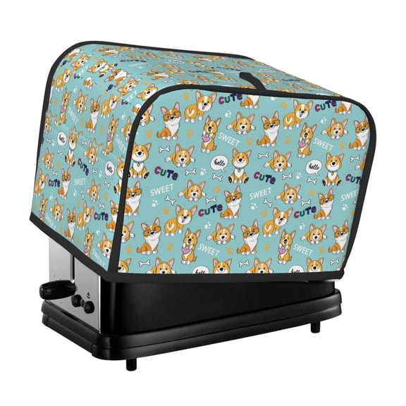 Rateoe Cute Dogs Corgi Pattern Toaster Covers 2 Slice Wide Slot,Bread Machine Cover,Bread Dust Cover & Fingerprint Protection,Appliance Covers