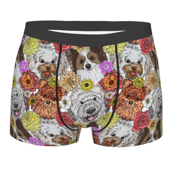 Rateoe Cute Dogs Puppy Mens Boxer Briefs Poly Spandex Performance Boxer Briefs Underwear Hem Boxer Briefs - Medium