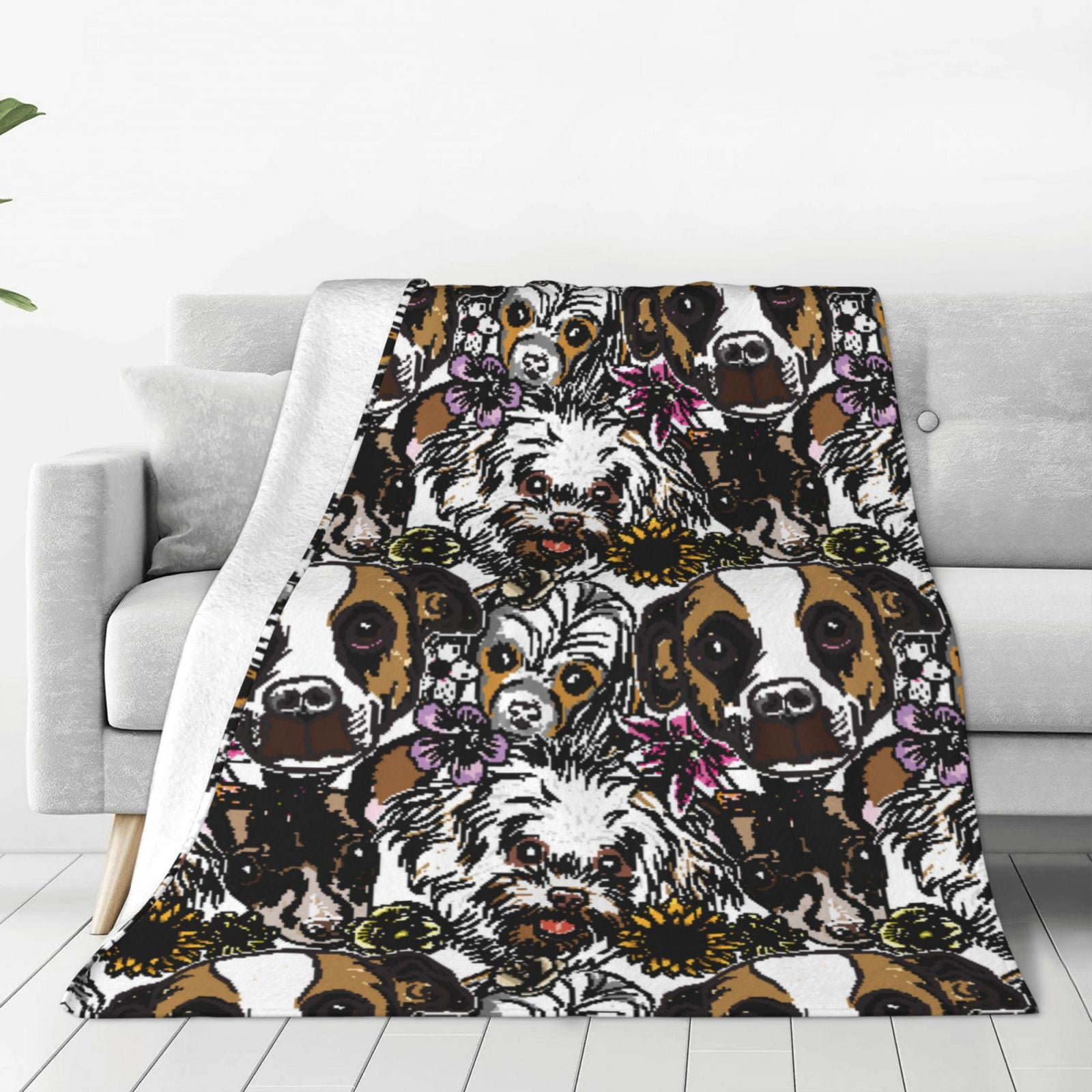 Rateoe Cute Dogs Puppy2 Print Fuzzy Fleece Throw Blanket Extra Large,Super Soft,Fluffy and Warm Blankets for Couch,Bed,All Season Use (50"x40")