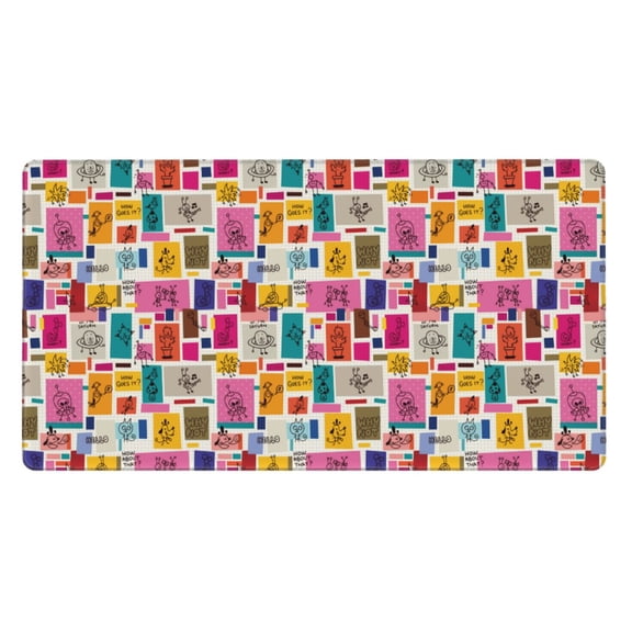 Rateoe Cute Doodles Print Mouse Pad - Extended Large Gaming Mousepad,Non-Slip Stitched Edge,16x29.5 Inch