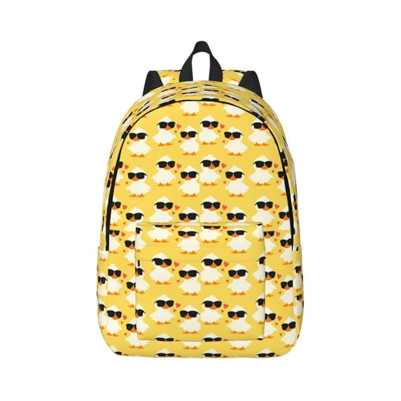 Rateoe Cute Duck With Black Glasses Pattern Canvas College Laptop Backpack,Travel Daypack,Durable Rucksack Travel Notebook Bag School Backpack Book Bag for Men Women-Small