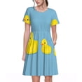 thumbnail image 1 of Rateoe Cute Ducky Pattern Women’s Short Sleeve Dress – Casual Elegant Summer A-Line Dress for Everyday Wear, 1 of 6