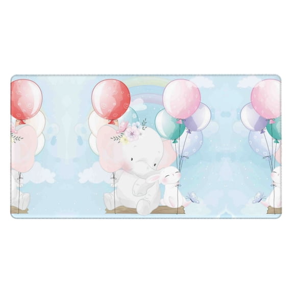 Rateoe Cute Elephant Print Mouse Pad - Extended Large Gaming Mousepad,Non-Slip Stitched Edge,16x29.5 Inch