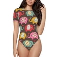 thumbnail image 1 of Rateoe Cute Elephants Printed Women Rash Guard Short Sleeve,Tummy control Swimsuit Surfing Swimsuit Bathing Suit Short-sleeved Onesie UPF 50+ -Large, 1 of 7