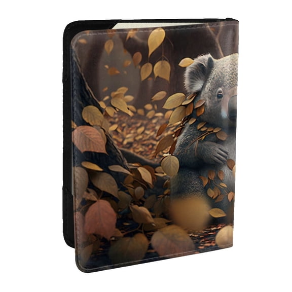 Rateoe Cute Fallen Leaf Koala Pattern Passport Holder Wallet Leather Mulit-purpose Travel Wallet Credit Cards Case ,Passport Cover for Women Men-6.5 in
