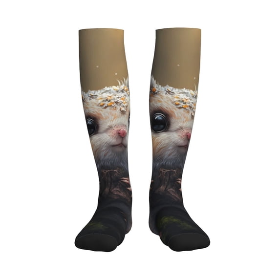Rateoe Cute Fat Ball Branch Compression Socks for Women and Men 20-30mmHg-Circulation Support Socks Knee High Nurse Pregnant Running Medical and Travel Athletic