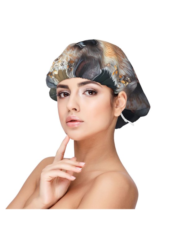 Cute Fat Ball Branch Pattern Silk Satin Hair Bonnet for Sleeping, Adjustable Sleep Cap Turban for Women , Curly Straight Hair Long Large Braid
