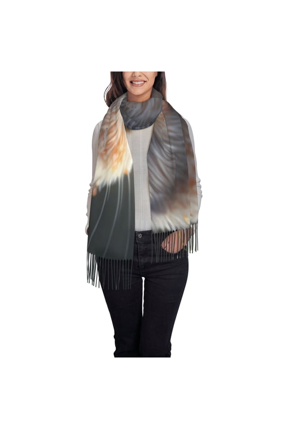 Cute Fat Ball Branch Women's Traditional Scarf Wrap Tassel Shawl Fringes Neck Head Shawl Retro Scarf